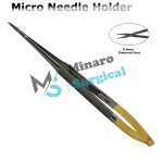Micro Needle Holder  Round Handle with Diamond Dust|Lock.