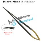 Micro Needle Holder  Round Handle with Diamond Dust|Lock.